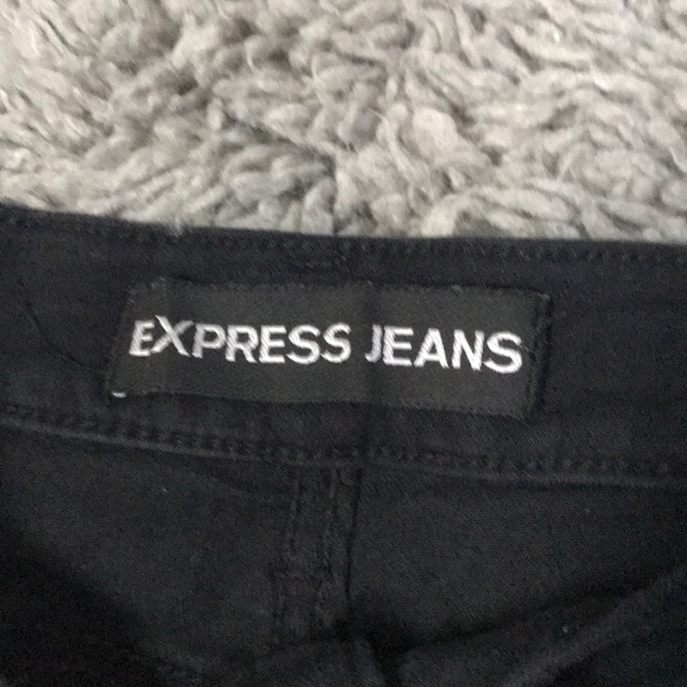 Express Black Distressed Mid Rise Jeans - Picture 6 of 8